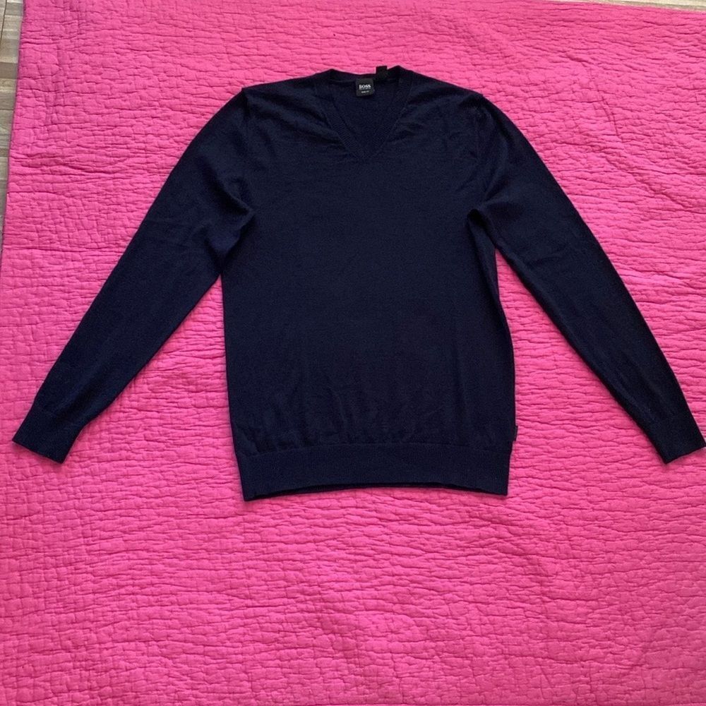 Hugo Boss Navy Slim Fit Wool/Silk Sweater, M